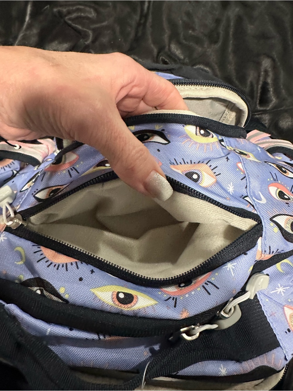 High Sierra Lavender Eye-Print Backpack with Black Accents - Picture 6 of 10